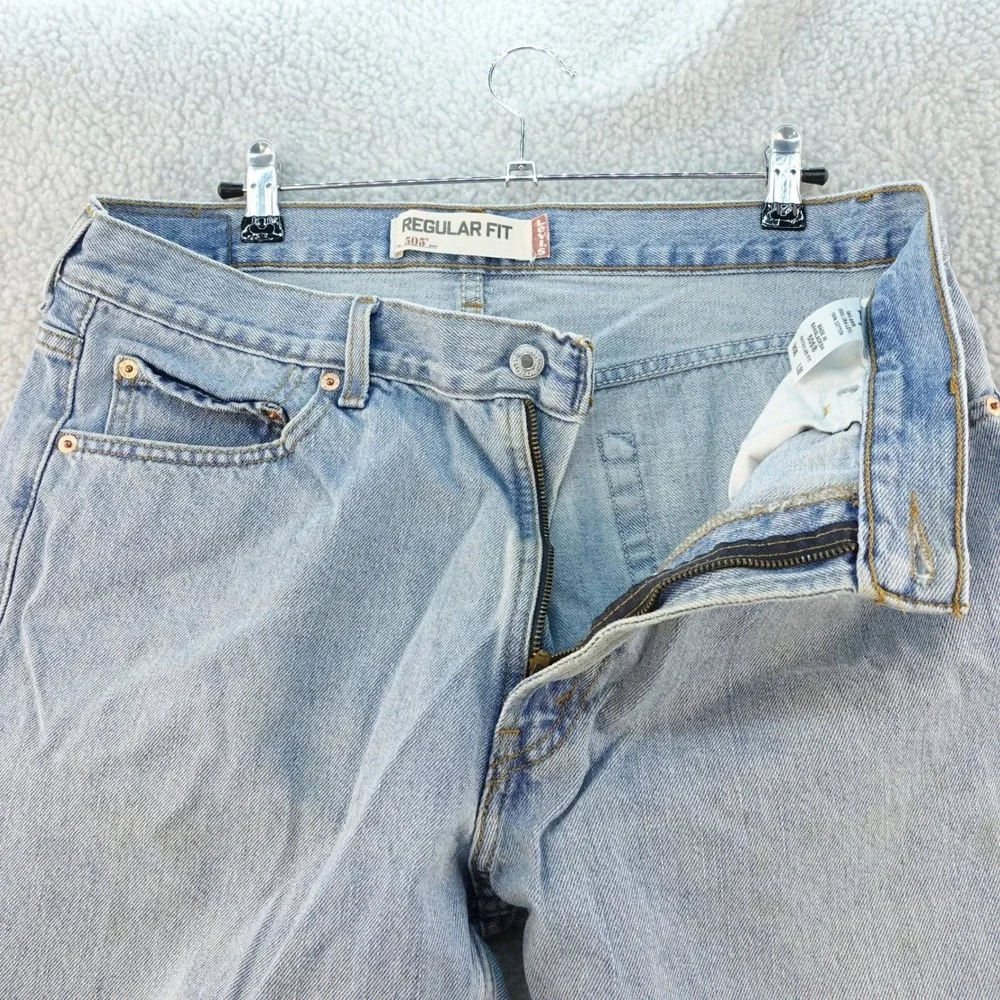 Vintage Levis 505‎ Mens 36x30 Jeans Light Wash Regular Fit Denim Pants Workwear